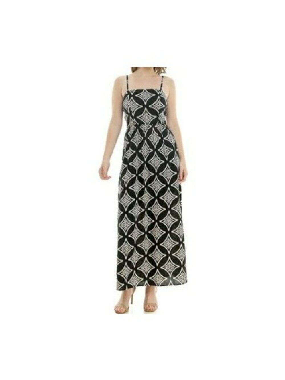 Lily Rose Womens Black & White Diamond Print Maxi Dress XL